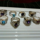 Sterling silver rings with semi-precious stones