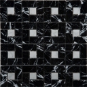 Marble Black & White: Pinwheel Pattern Mosaic on 12”x12” mesh