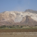 Huge white travertine abbas abad  quarry,