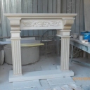 cream marble fire place design